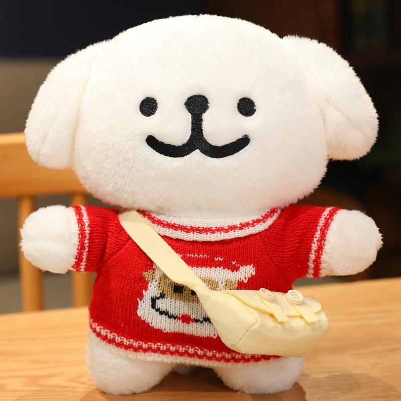 Cute Korean Maltese Dog Plush Toy Stuffed Soft Animal Cartoon Puppy Wear Clothes Pillow Birthday Christmas Gift for Kids