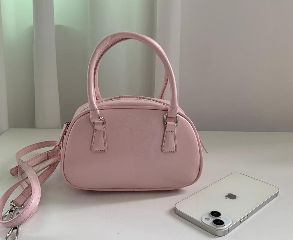 Geantă pătrată mică cu textura PU argintie 2024 - Geantă de bowling portabilă, versatilă, la modă