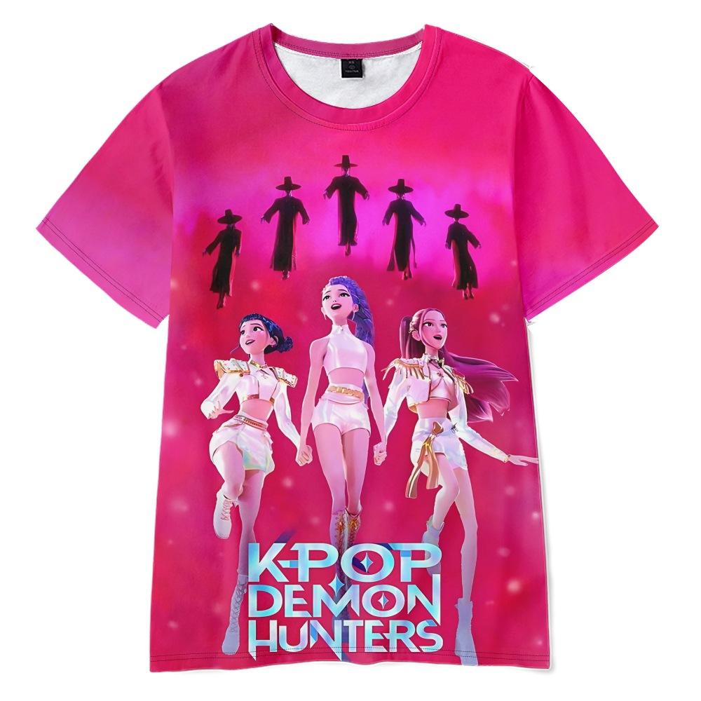 3D Neuer Film K-POP Dämonen jagende Girlgroup Bedrucktes Kurzarm-T-Shirt Bedrucktes Erwachsenen-Kinder-Sommer