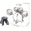 Kids Drum Set Toddler Jazz Drum Kit Toys with Stool Pedal Percussion Musical Instruments Drum Toy Early Education Gift for Boys