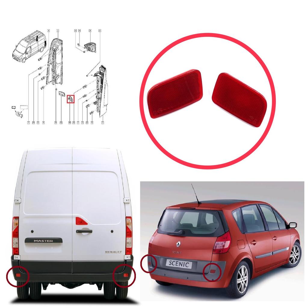 ESP1235 Rear Right Left Side Bumper Reflector for Renault Master 3 Scenic 2 Nissan NV400 Interstar Vauxhall Opel Movano B X62 8200152642 8200152643