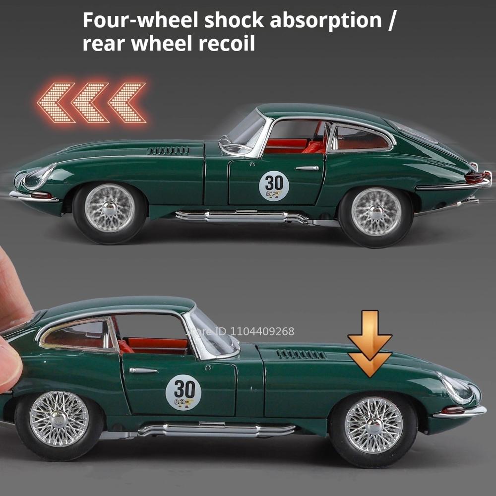 1:24 E-TYPE M3 Car Model Toy Metal Body Rubber Tires Wheel Steering Shock Absorption Sports Cars Models Hobby Decoration Gifts