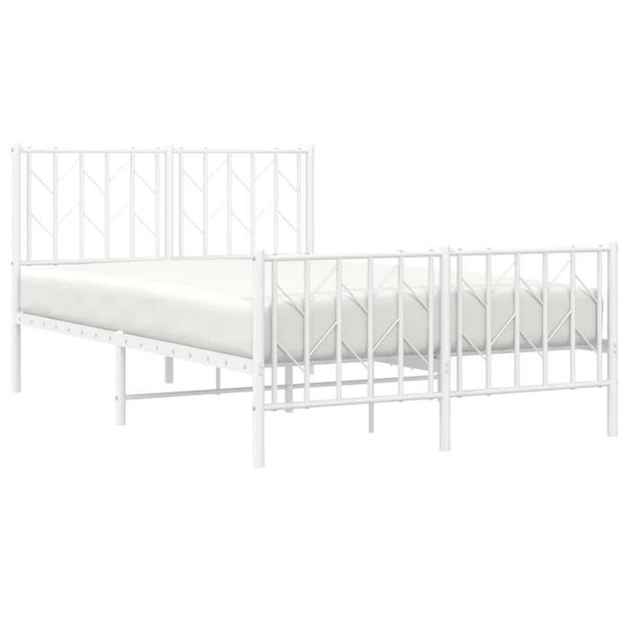 VidaXL Cadre de lit métal avec tête de lit/pied de lit blanc 120x190cm 374501