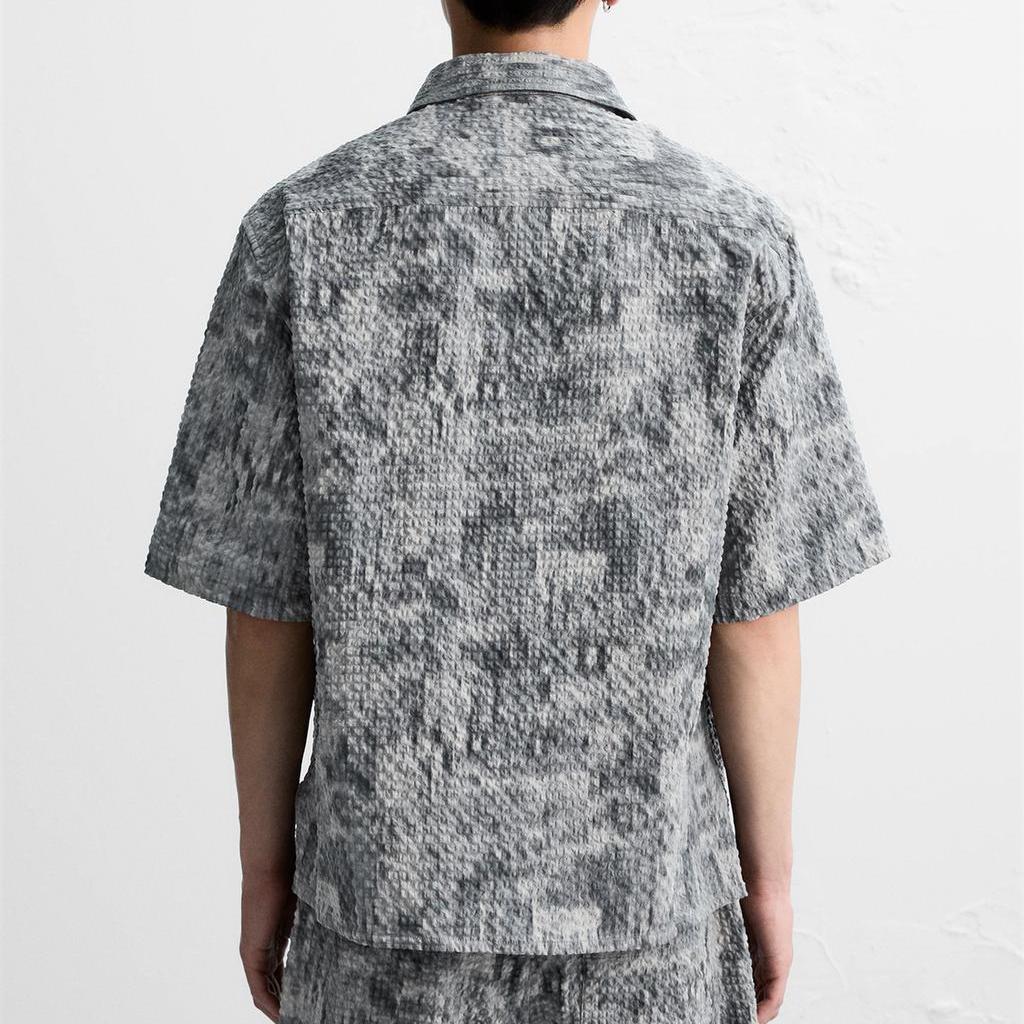 Zara Loose Comfortable Lapel Casual Short Sleeve Shirt Men shirts 7380871-020