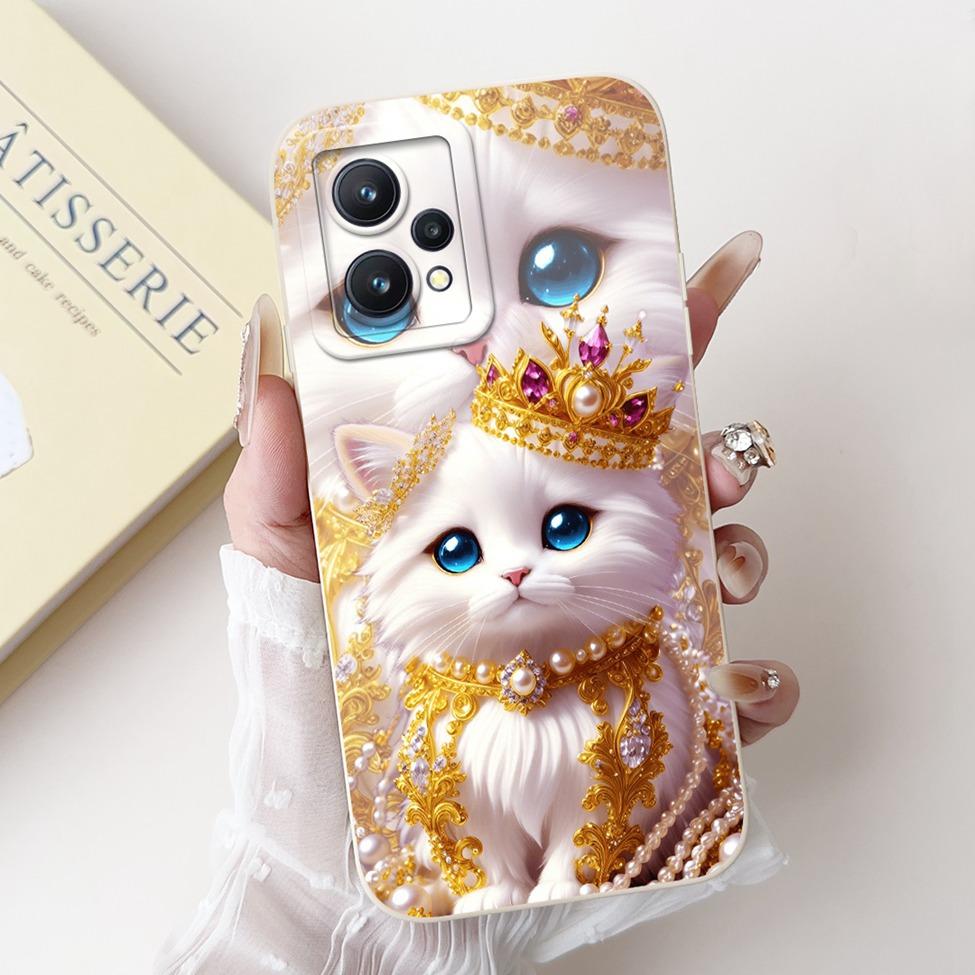 For Realme 9 4G Case RMX3521 Silicone Cute Cat Fashion Butterfly Flower Love Painted Shockproof Cover For Realme 9 4G Phone Case