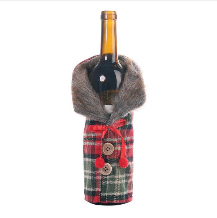 Wine Bottle Decoration Table Striped Plaid Skirt Household Goods Wine Bottle Set Christmas Gifts