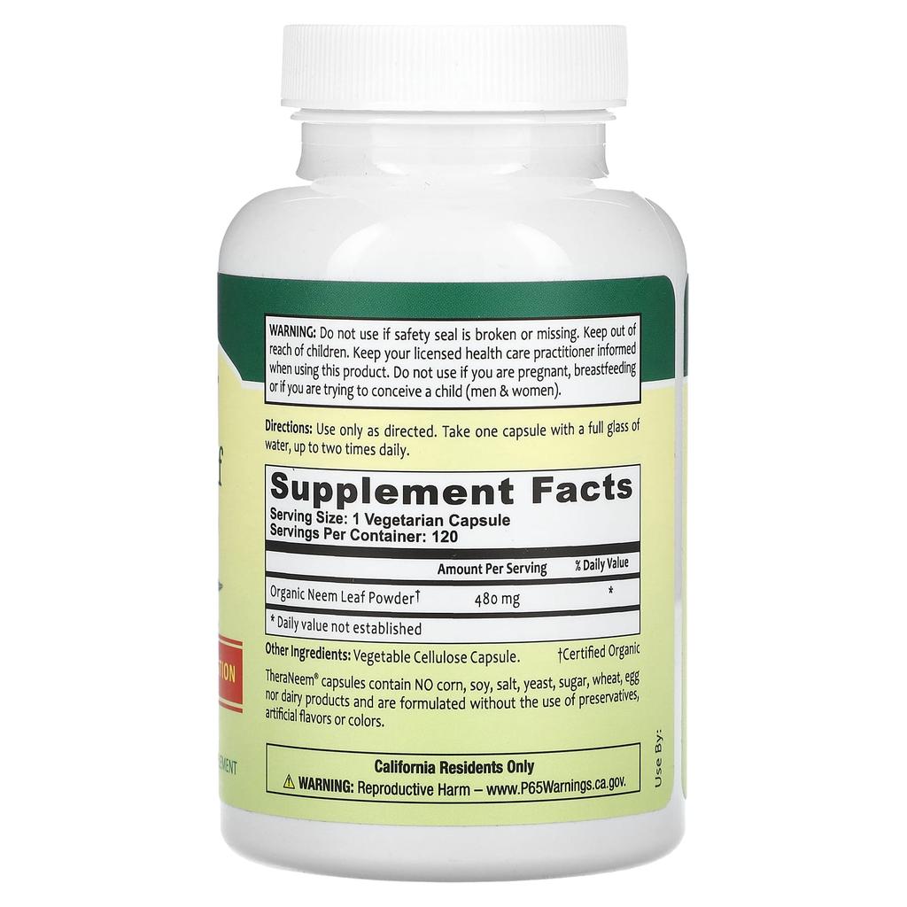 Theraneem Natural, Neem Leaf, 480Mg, 120 Veggie Caps