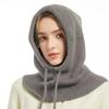 Thick Winter Knitted Hooded Caps Windproof Warm Insulation Beanies Cap Drawstring Adjustable Breathable Balaclava Hat