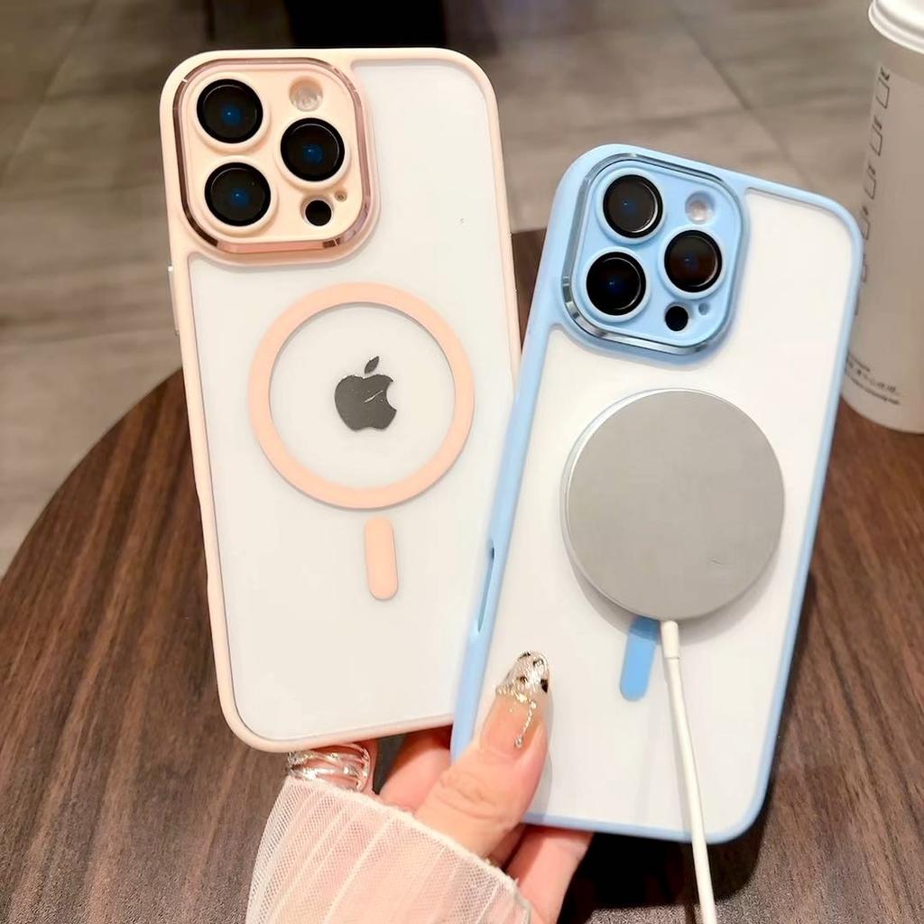 HD Transparent With Lens Protection Phone Case For iPhone 16 15 14 13 12 Pro Max Magnetic For Magsafe Wireless Charging Cover