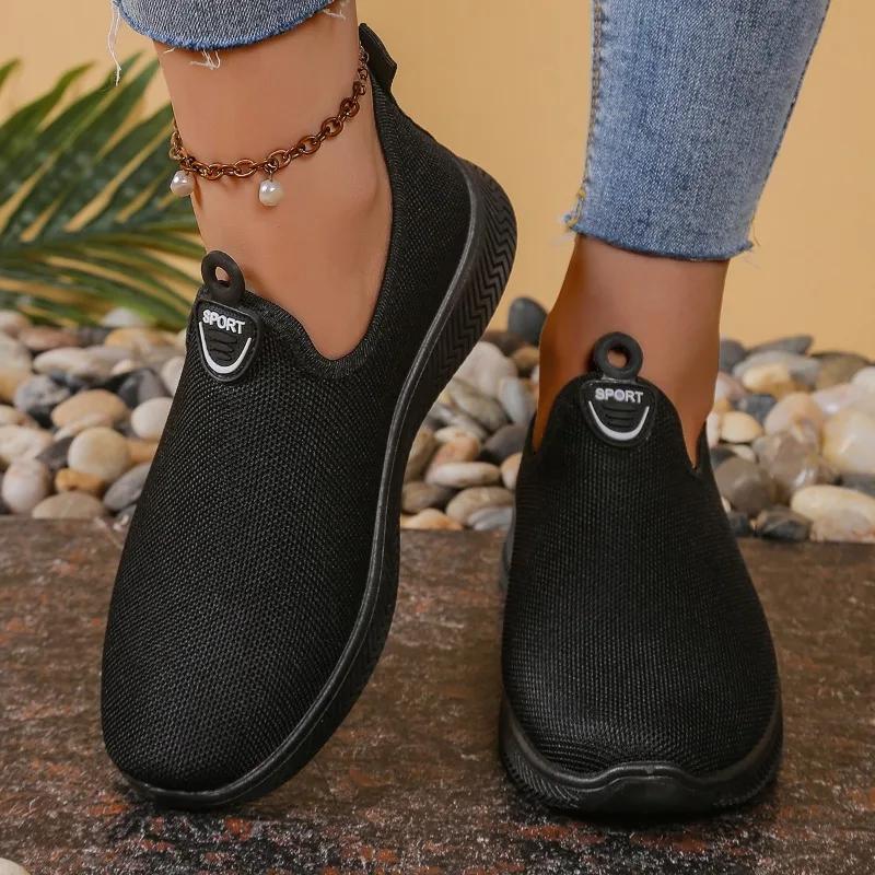

Мода 2025 Женская обувь Слипоны Женские Вулканизированные туфли Новая Сетка Мягкая подошва Уличные Нескользящие Повседневные Удобные Повседневные туфли 40 чёрный