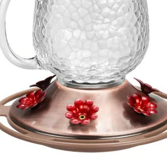 Hummingbird Feeder 16 Oz Hanging Bird Feeder with Ant Moat 6 Bee-Proof Feeding Ports 360-Degree Perch Outdoor Hummingbird Feeder for Garden Backyard
