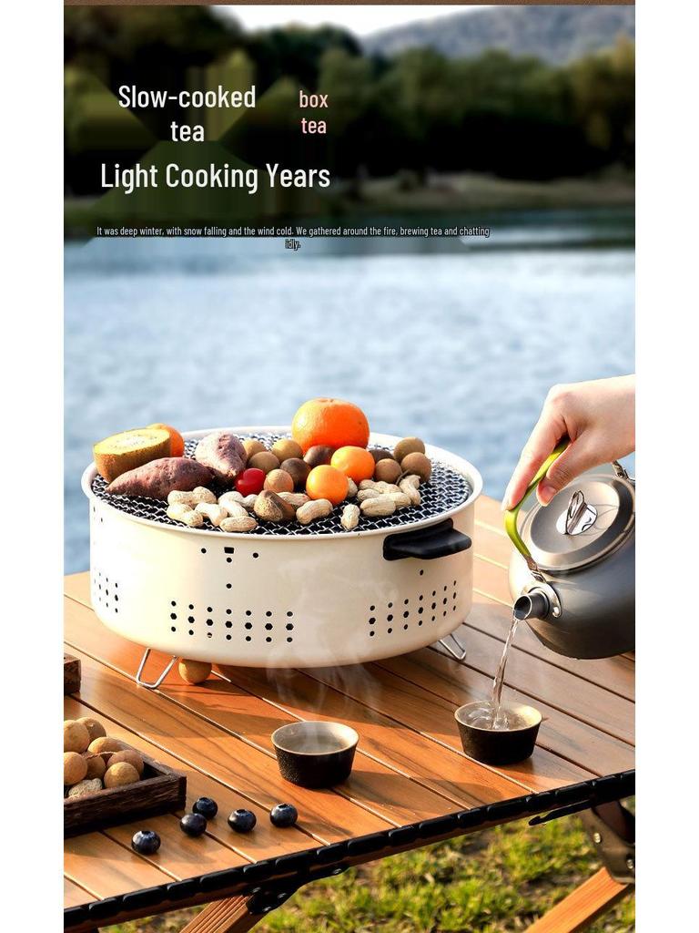 Portable Multifunctional Stainless Steel Charcoal Grill - Outdoor/Indoor Campfire, Barbecue, Water Boiler, Tea Stove