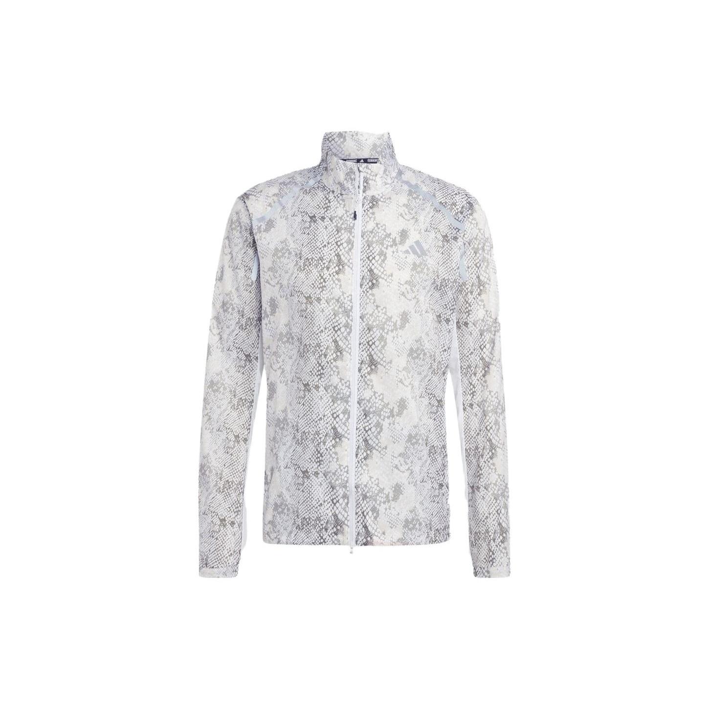 adidas Allover Print Marathon Jacket  White Aluminium  Men s IC7597 XL