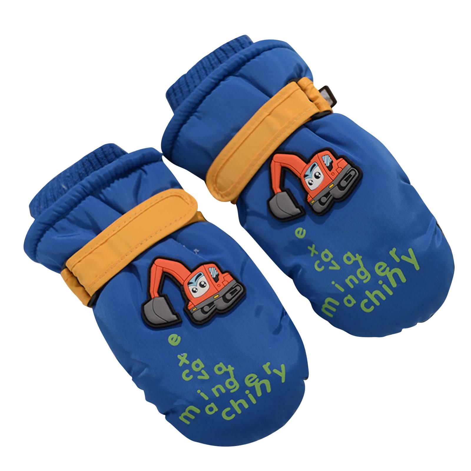 

3-5Y Kids Ski Gloves Fleece Warm Snowboarding Mittens Skiing Gloves for Kids Winter Cycling Gloves Thick Warm Gloves синий