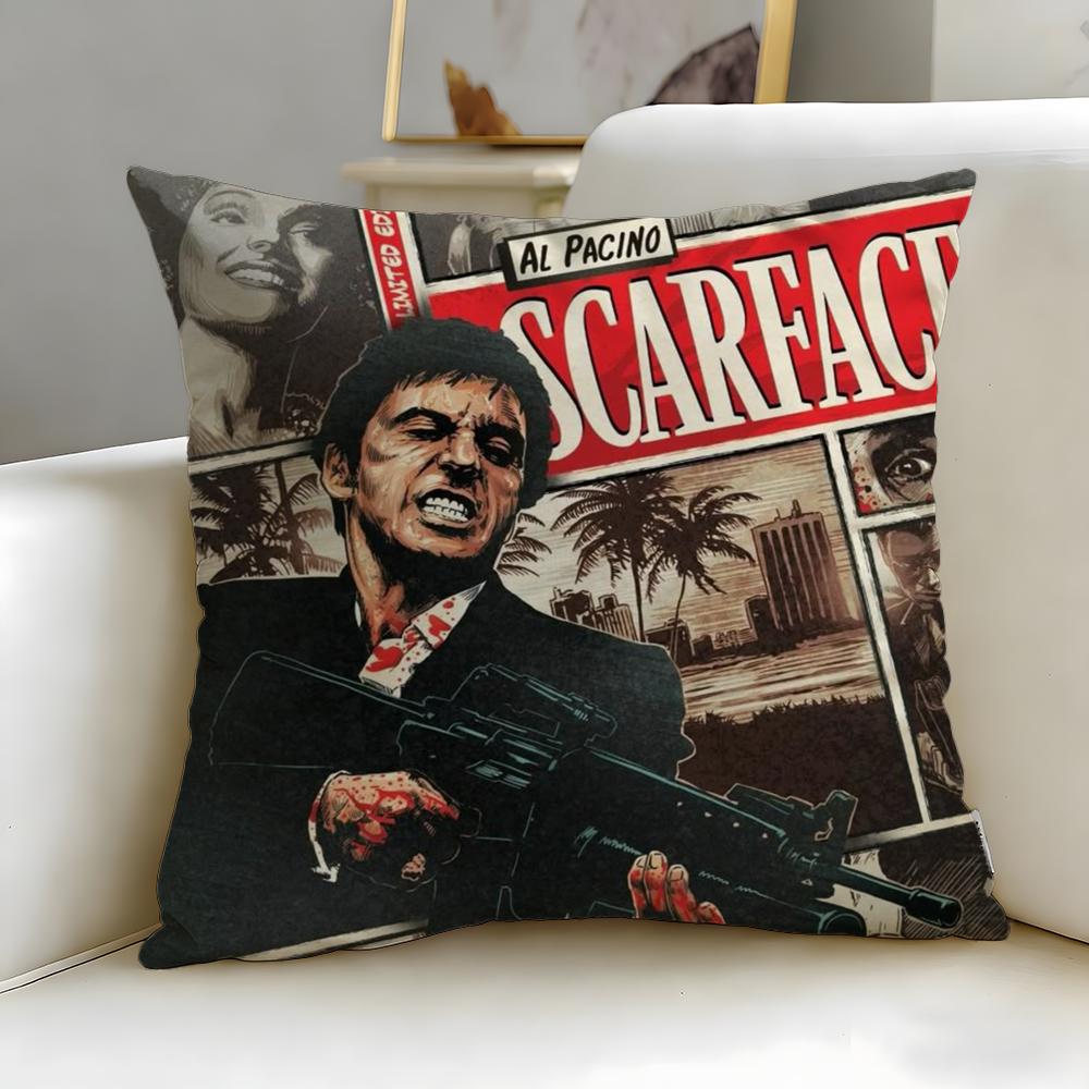 classic movie Scarface Cushion Cover Soft  EasyWash Pillow Case  Versatile for Couch Bed Travel and Office