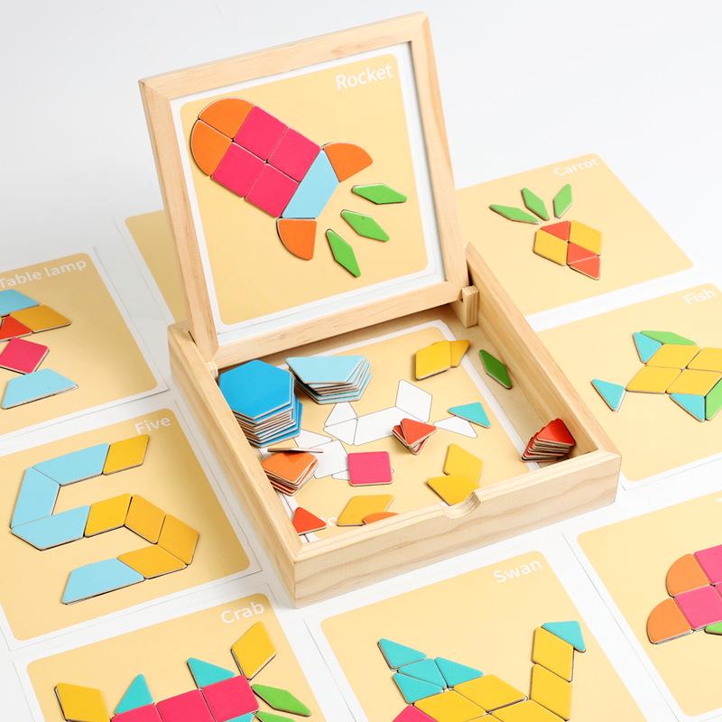 Magnetic Tangram Tiles for Kids - Educational Geometric Building Blocks for Ages 3-6