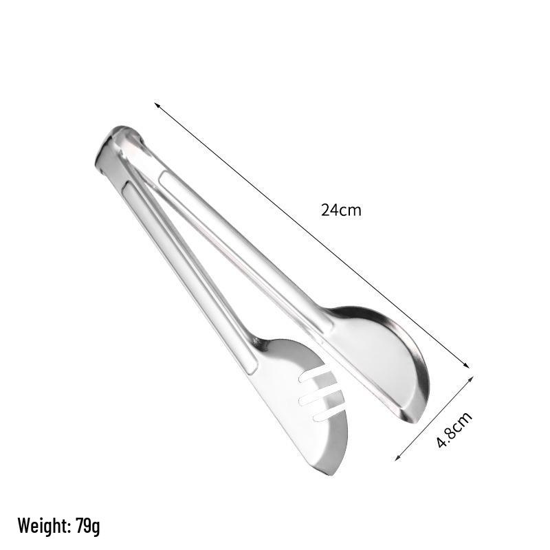 Thickened Stainless Steel Kitchen & BBQ Food Tongs for Bread, Steak & Steamed Buns
