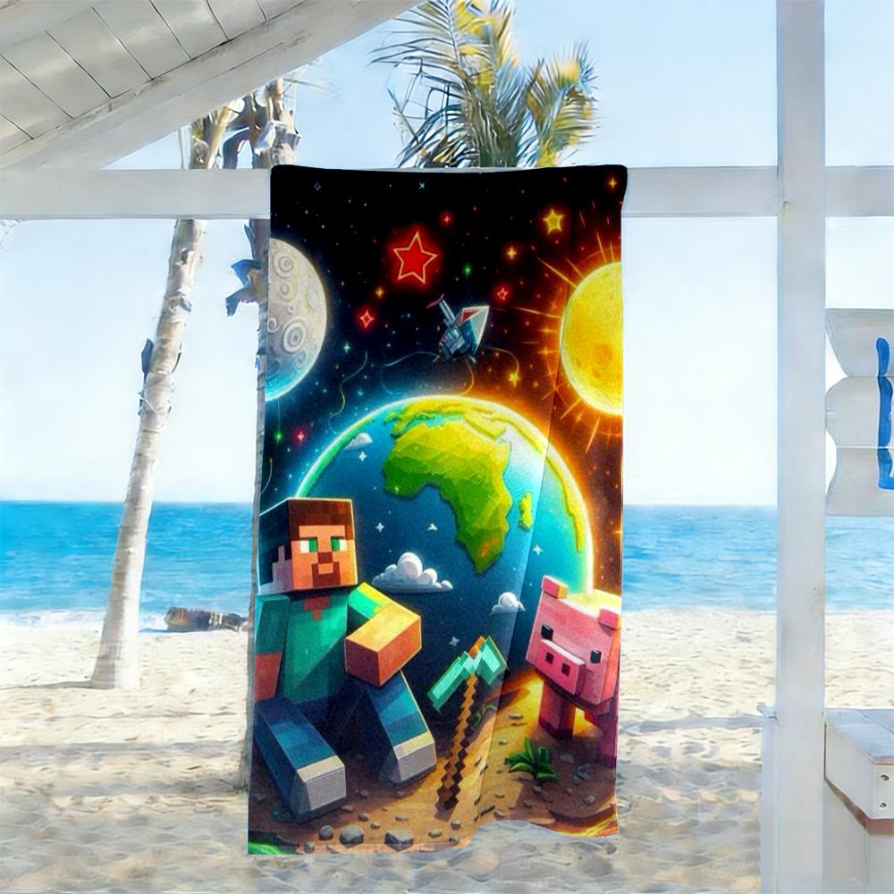 Minecraft Beach Towel Quick-Dry Soft Microfiber Comfortable Lightweight Portable for Swimming,Beach,Camping, Travel, Beach Accessories,Gym