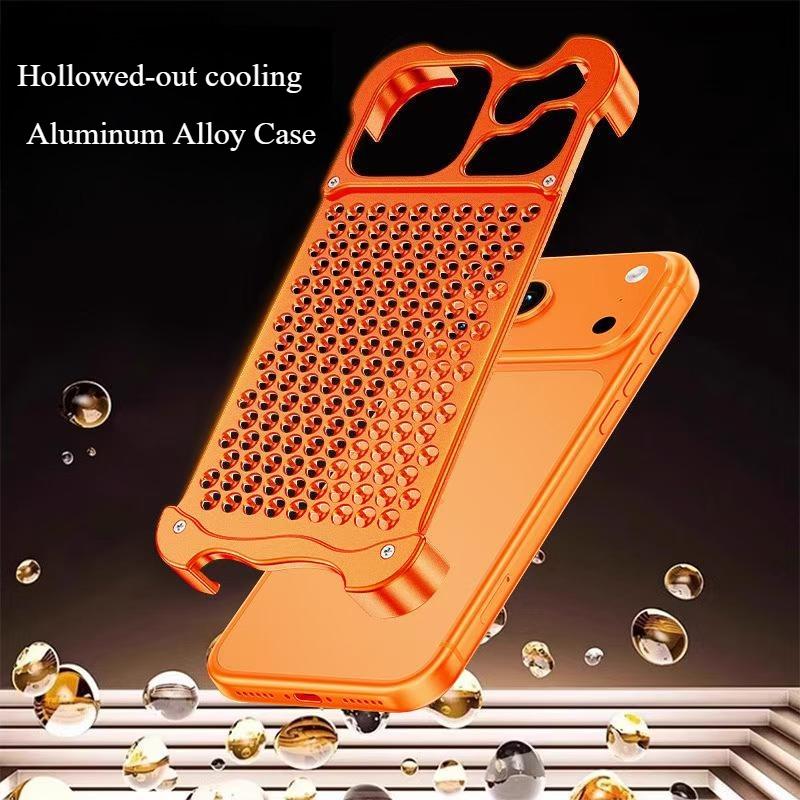 Metal Aluminum Frameles Case For iPhone 17 16 15 Pro Max Air Special-shaped honeycomb coal mesh backplate heat dissipation