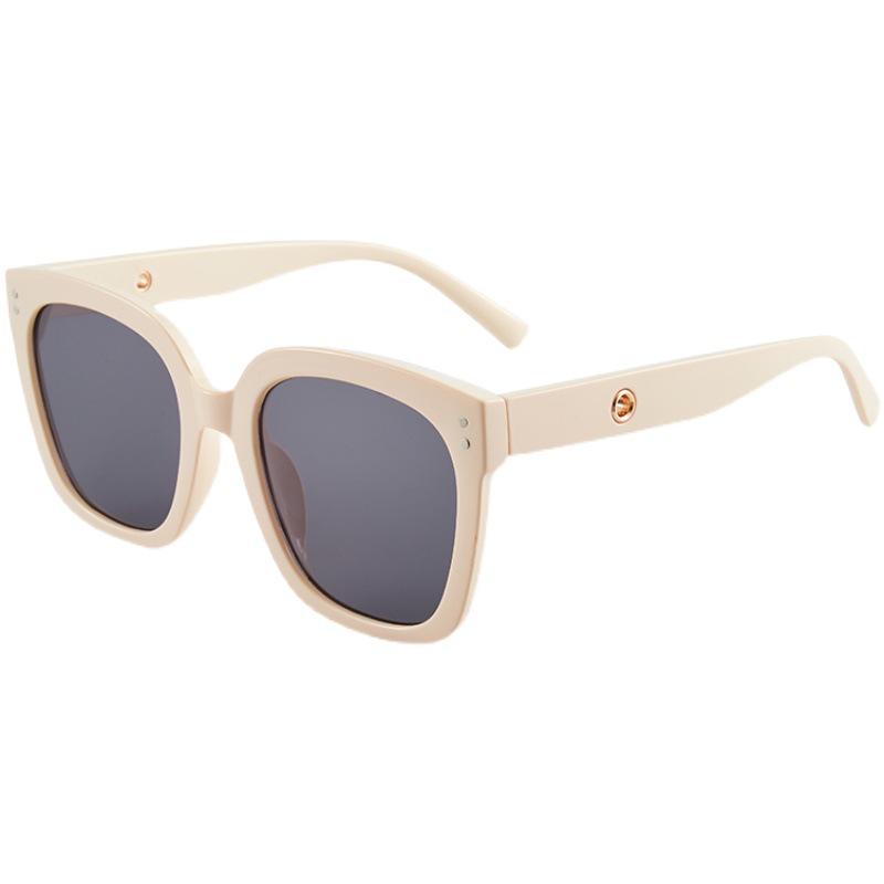 Large Slimming Square Sunglasses, Anti-UV, Jennie Style, Unisex Trendy Glasses (White)