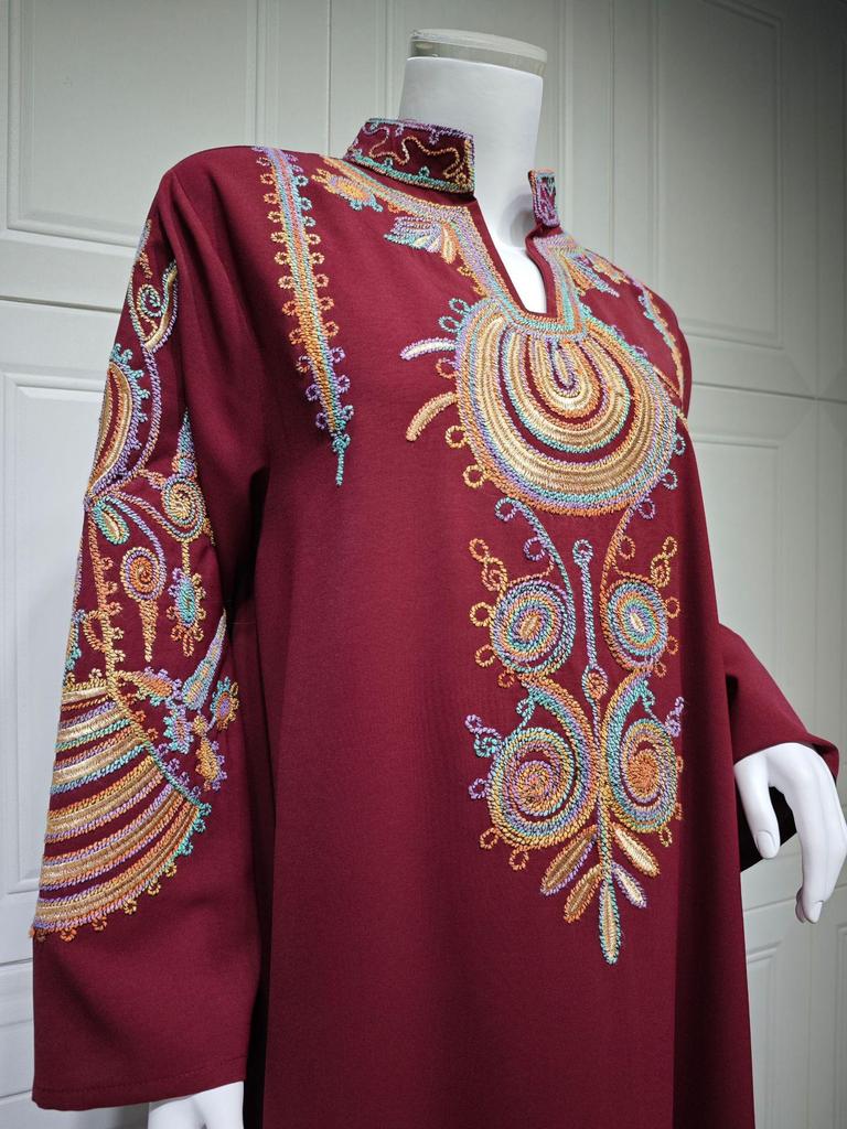 AB430 Women's Embroidered Cord Pullover Dress Robe