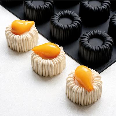 6 Fächer Garnstruktur Runde Form Französisches Dessert Mousse Kuchen Silikonform Schokoladenform