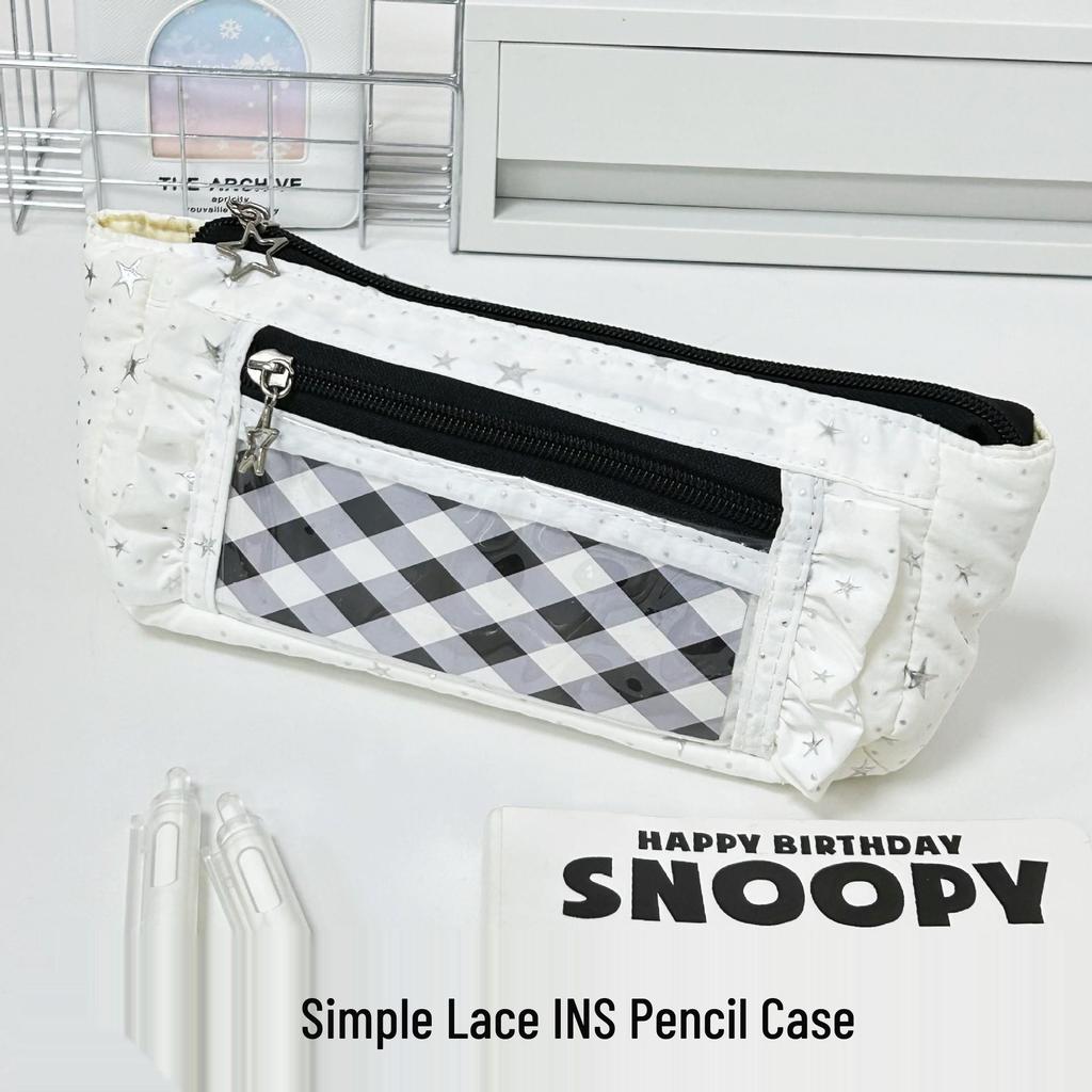 Mint Lace Pencil Case & Cosmetic Bag - Large Capacity, High Style, Ideal for Students