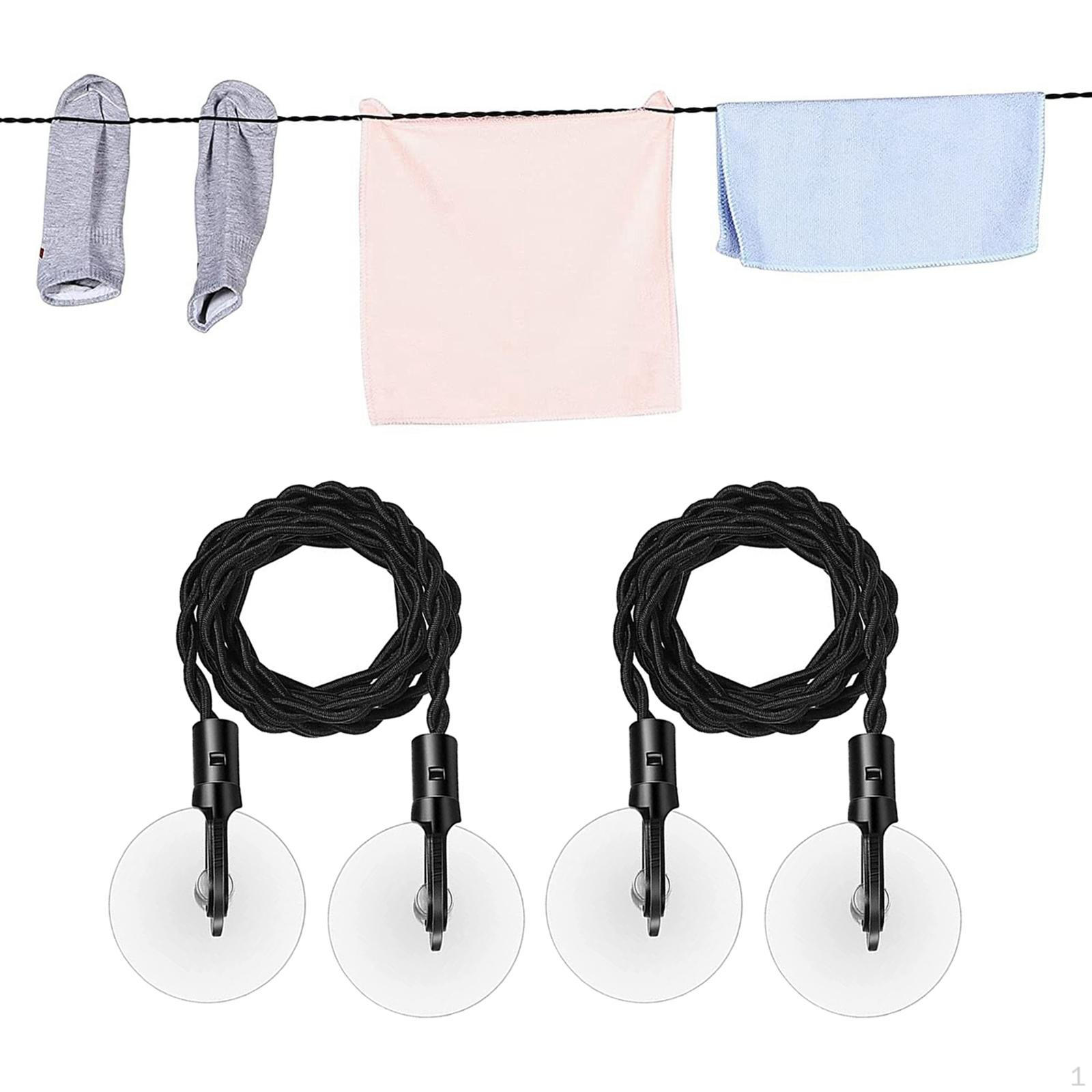 2 шт. Дорожная бельевая веревка Эластичный шнур для сушки 8 футов для Black