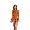 New Halloween D print long-sleeved tight dress European and American hot girl style sexy party dress