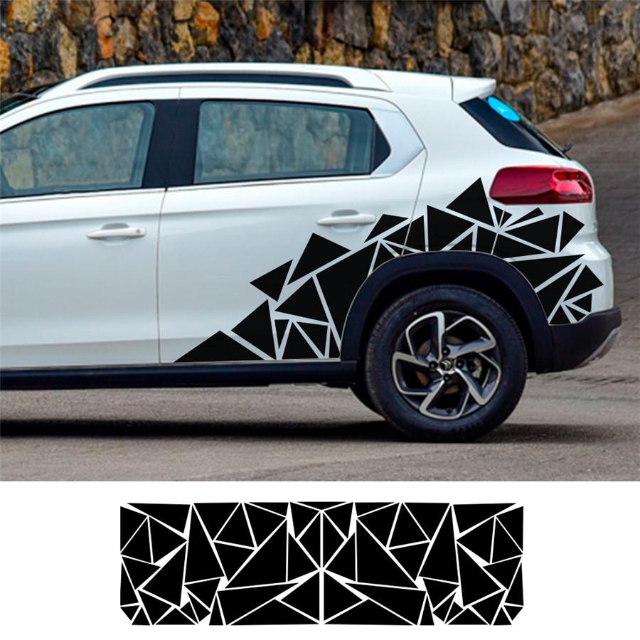 1pc 200x60cm Glossy Black Triangle Style Car Body Side Sticker Vinyl Decal Decor