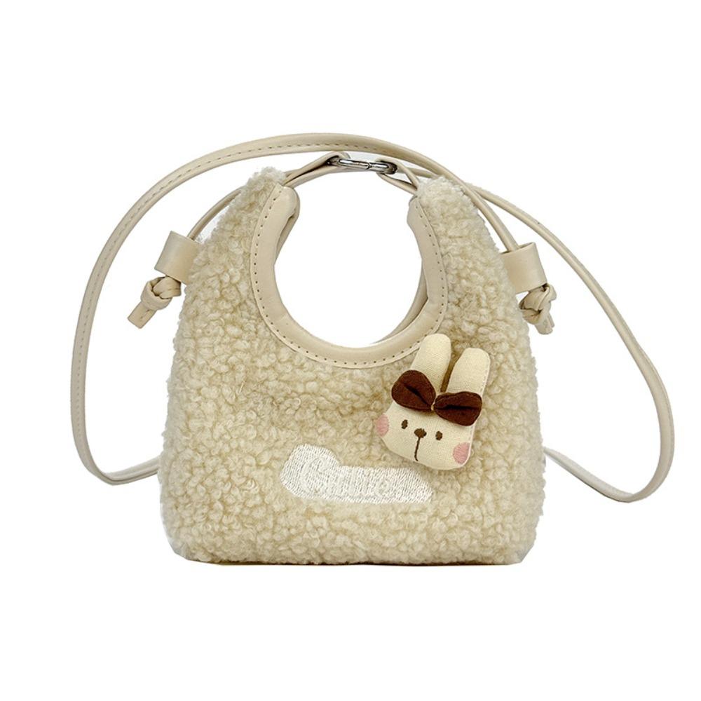 

Rabbit Furry Handbag Lamb Wool Mini Shoulder Bag Thickened Plush Crossbody Bag Women белый