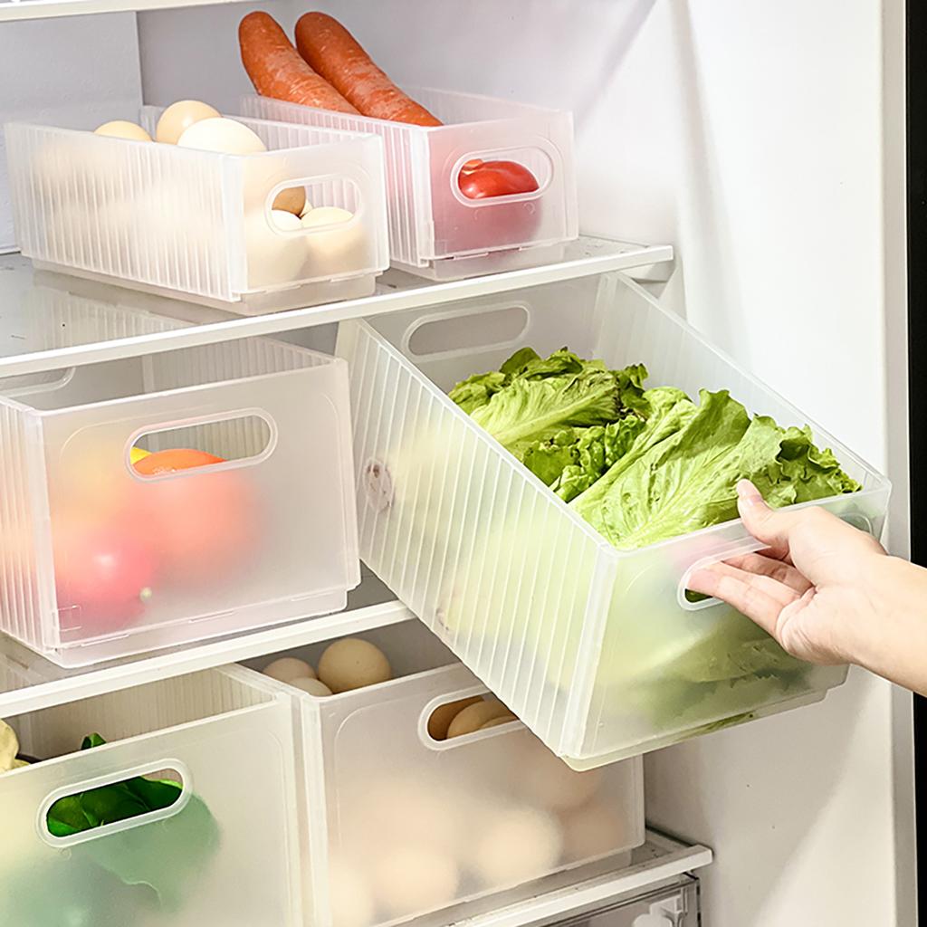 Kitchen Fridge Organizer Foldable Fruit Vegetable Storage Box Crisper Large Capacity Pull-Out Plastic Food Storage Container