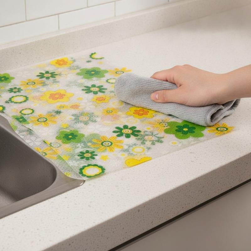 4Pcs Shelf Liner Non-Adhesive Waterproof Drawer Liner Durable Easy-To-Cut Eva Shelf Paper For Kitchen Cabinets Refrigerator