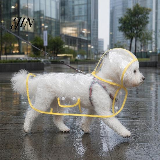 Dog Raincoat with Hood Clear Poncho, Waterproof EVA Rain Suit for Small Medium Dogs, Rainy Day Coat Pet Jacket And Leash Hole, Teddy Bichon