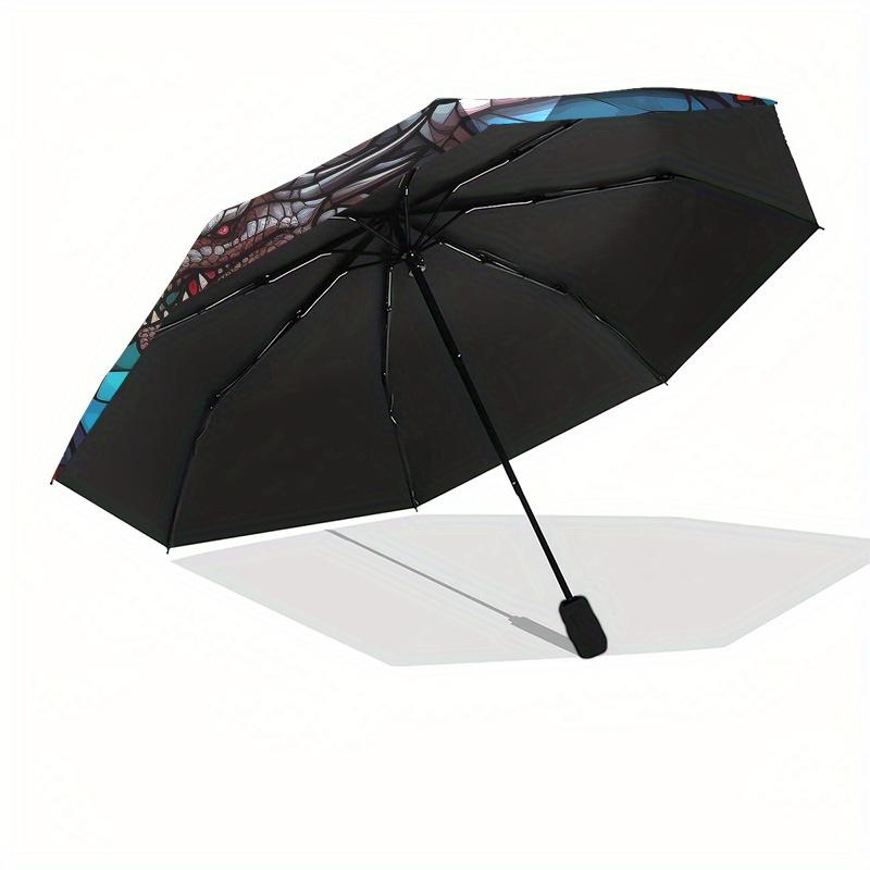 Stained Dragon Wall Art: Colorful Fantasy DecorUmbrella, Portable 3-Fold Compact Umbrella,Christmas Gift ES515