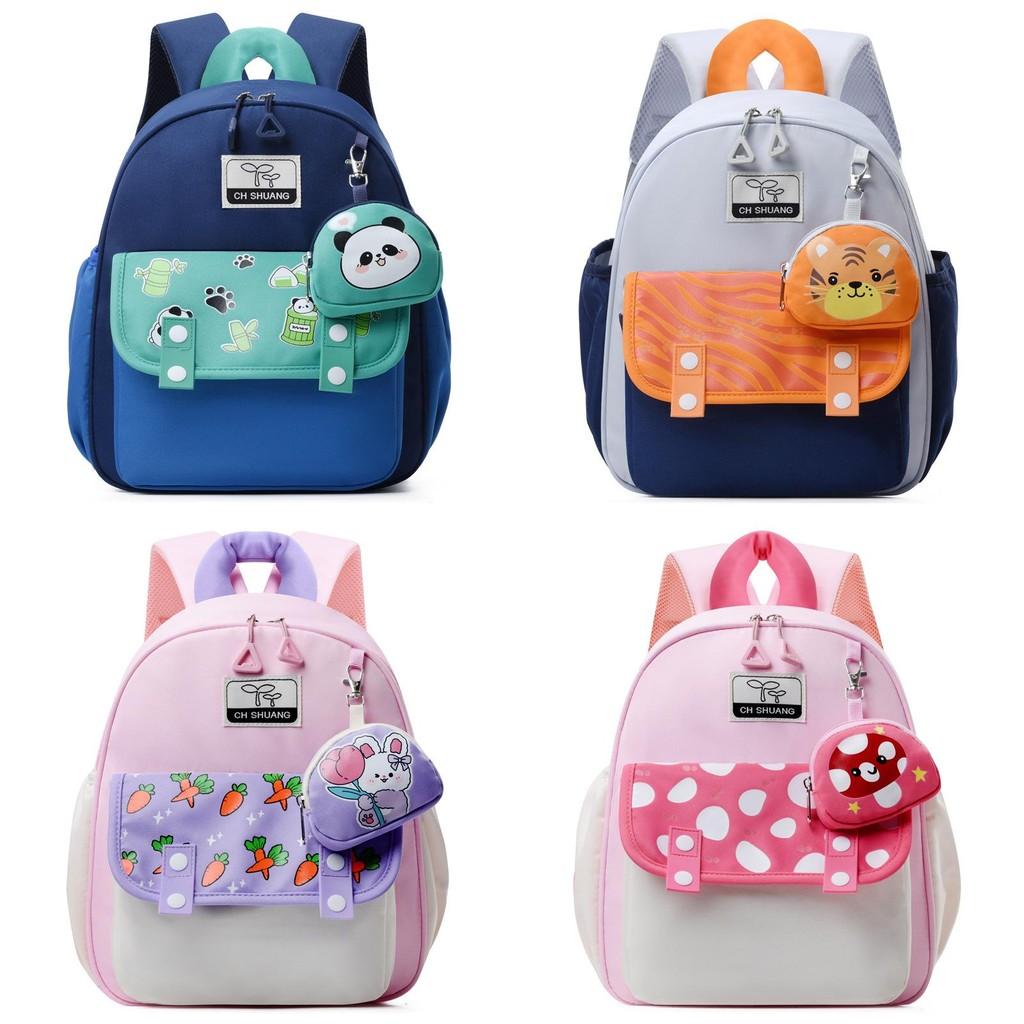 Panda Tiger Rabbit Mushroom Lotso Printed Backpack Breathable Schoolbag Cartoon