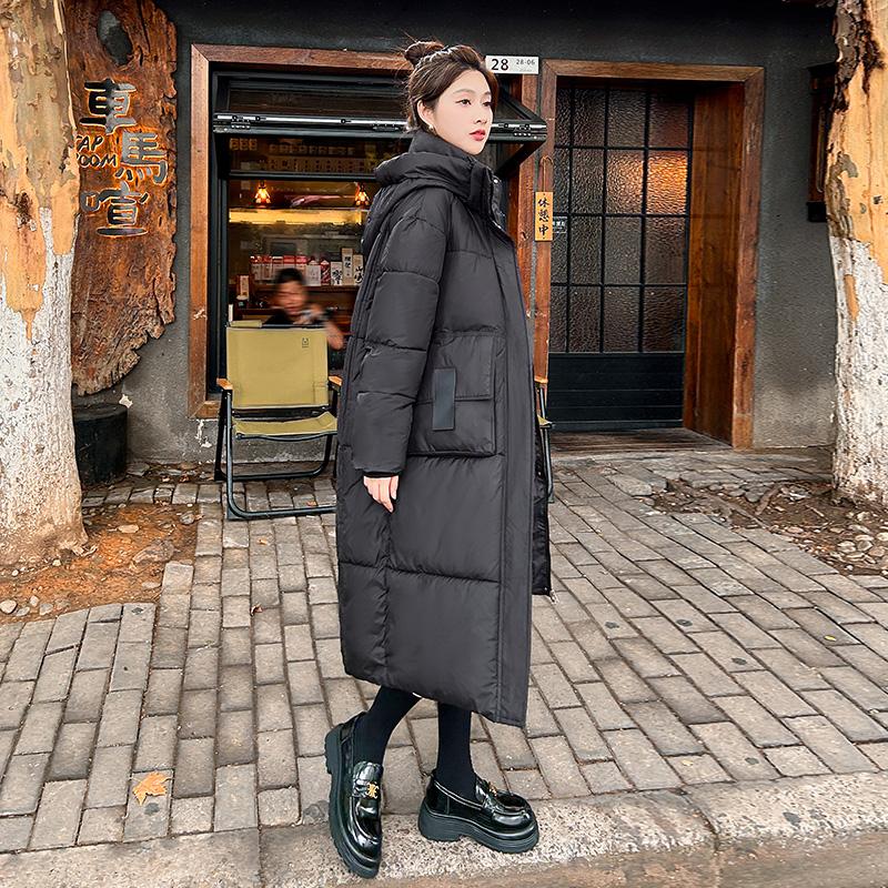 Autumn Winter Thicken Warm Parka Women Casual Solid Color Big Pocket Loose Long Hooded Coat Jackets Outwear