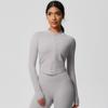 Womens Seamless Fit Quick-Dry Zip-Up Athletic Jacket Yoga Running Gym Workout