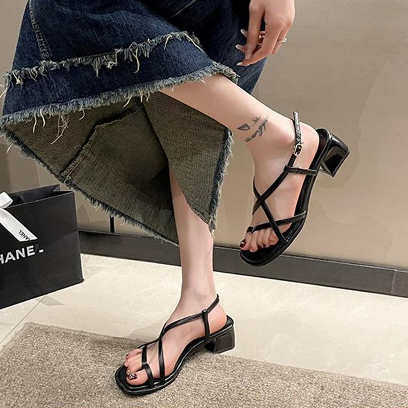Fashion Sandals Women Summer Fashion Women's Sandals 2025 Roman Thick Middle Heel Sandales Comfort Shoes for Women Flip Flops Sandalias