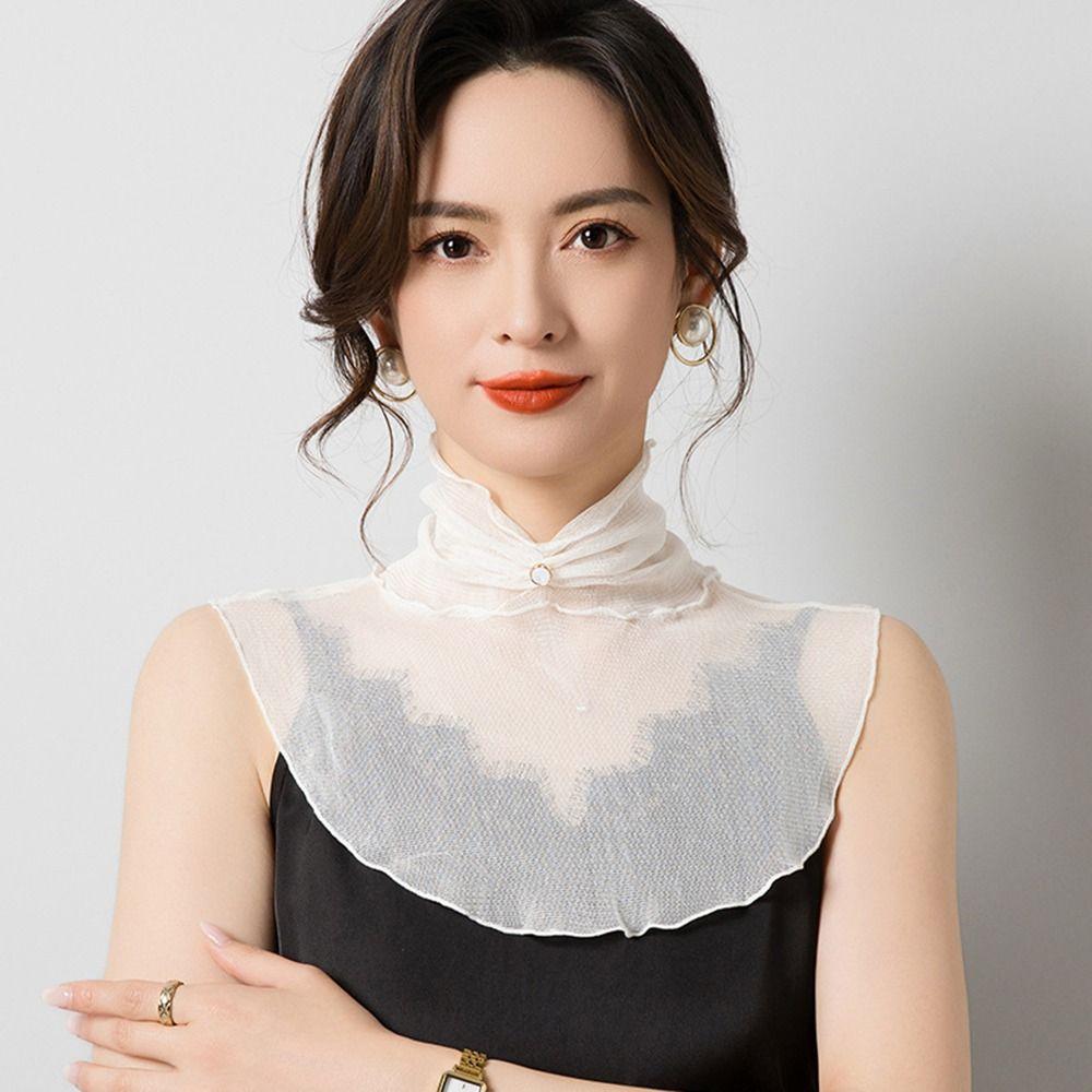 Breathable Silk Mesh Scarf Windproof Sun Protection Scarf New Fake Collar Scarf Women