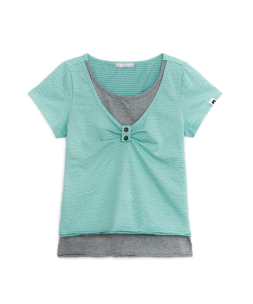HUG YOUR SKIN Layered Henley Neck Top (Mint)