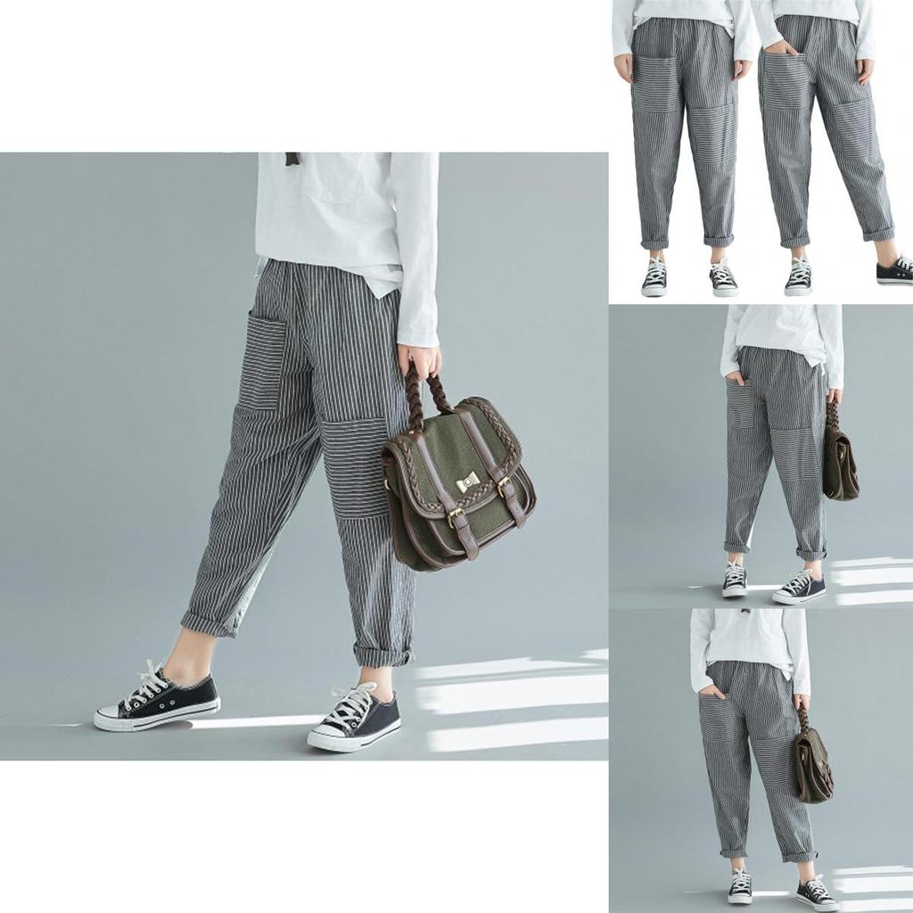 Women's Plus Size Harem Pants With Stylish Stripes And Comfortable Casual Fit
