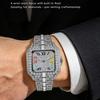 Mens Iced Out Watch Square Full Diamond Quartz Wrist Watch with Luminous Hands Date Waterproof Hip Hop Style
