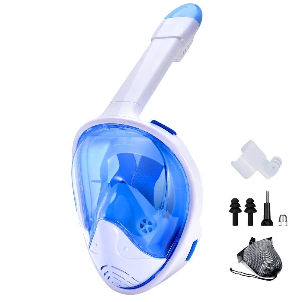 Full Face Snorkel Mask with Detachable Camera Mount,Snorkeling Swimming Diving Mask Wide View Anti-Fog Anti-Leak for Adult Youth