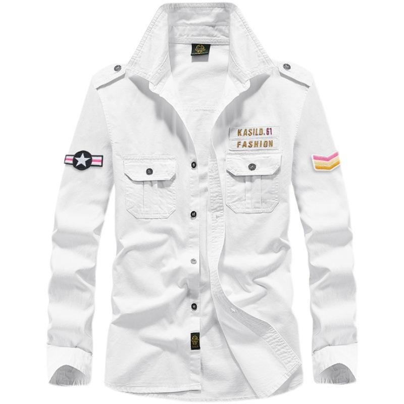 New Men's Long-sleeved Loose Pure Cotton Casual Pure Cotton Tooling Shirt Jacket