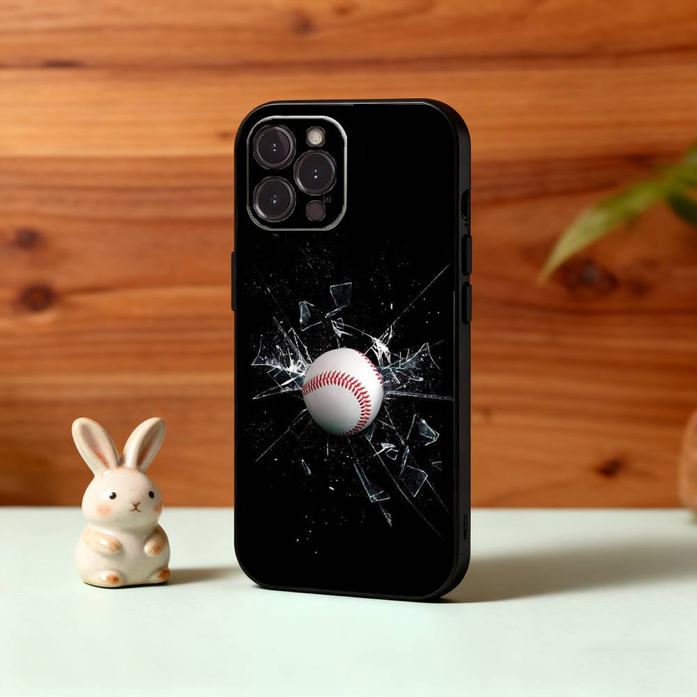 

COOL B-Baseball Phone Case For iPhone17 16 15 14 13 12 11 Pro Max Plus,5G Soft Black Case iPhone15plus