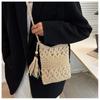 New Mobile Phone Bag Hollow Straw Women's Bag Versatile Fringed Vacation Beach Woven Shoulder Satchel