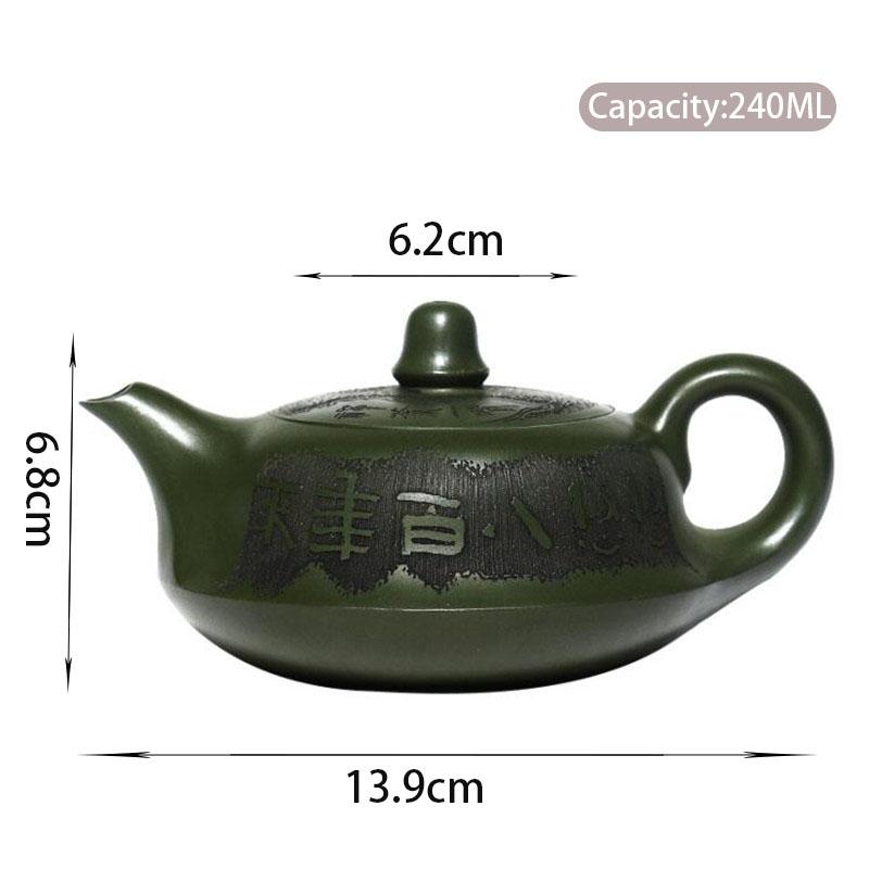240ml Chinese Authentic Yixing Purple Clay Teapots Famous Artists Handmade Tea Pot Raw Ore Green Mud Kettle Zisha Tea Set