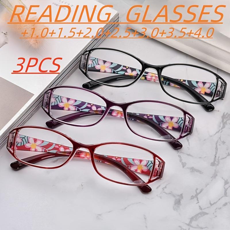 3 Piece Set of New Fashionable and Trendy Box Shaped Womens Versatile Printed Anti Blue Light Reading Eyeglasses 1.5
