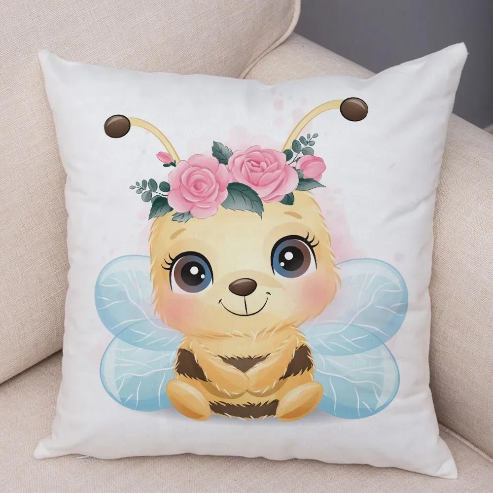 Haustier Hund Katze Druck Kissenbezug Farbe Niedlich Cartoon Tier Kissenbezug Dekoration Sofa Zuhause Kinderzimmer